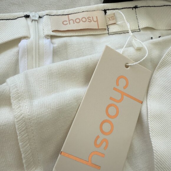 White Denim and Faux Leather Overalls with Chrome Detailing - Picture 7 of 7